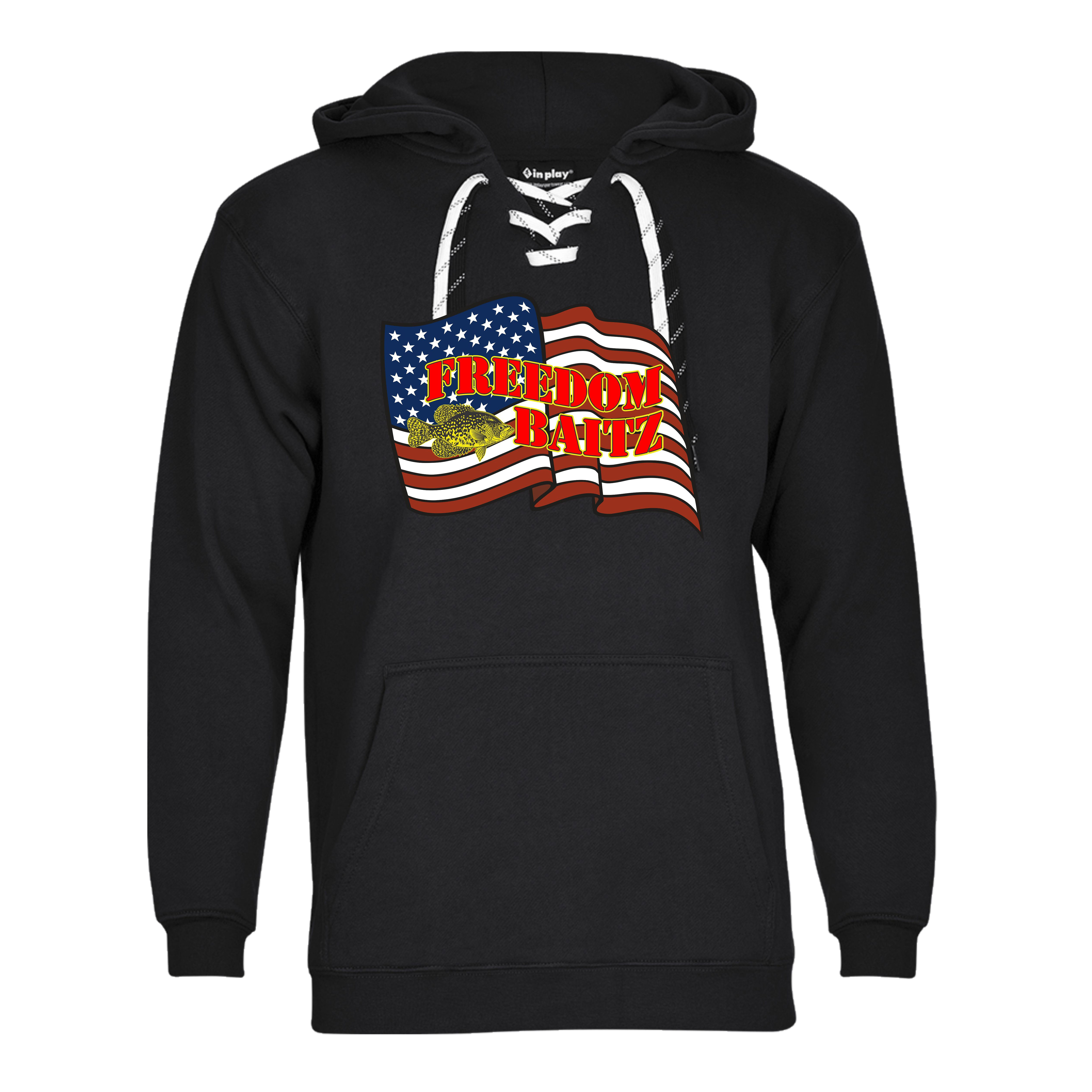 Freedom Baitz Lace Up US Flag Tackle Twill Hoodie (2 Laces Red/Yellow)