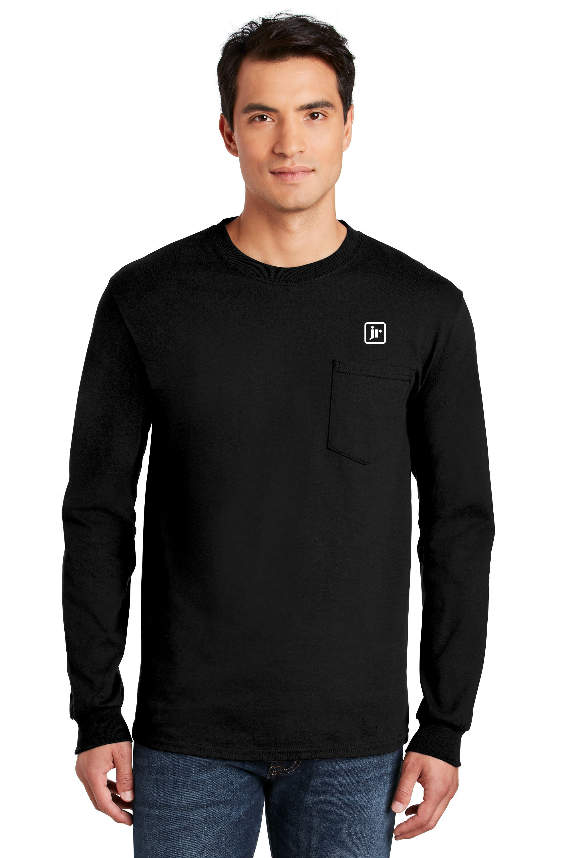 Gildan 2410 100% Cotton LS Pocket Tshirt with Embroidered Logo