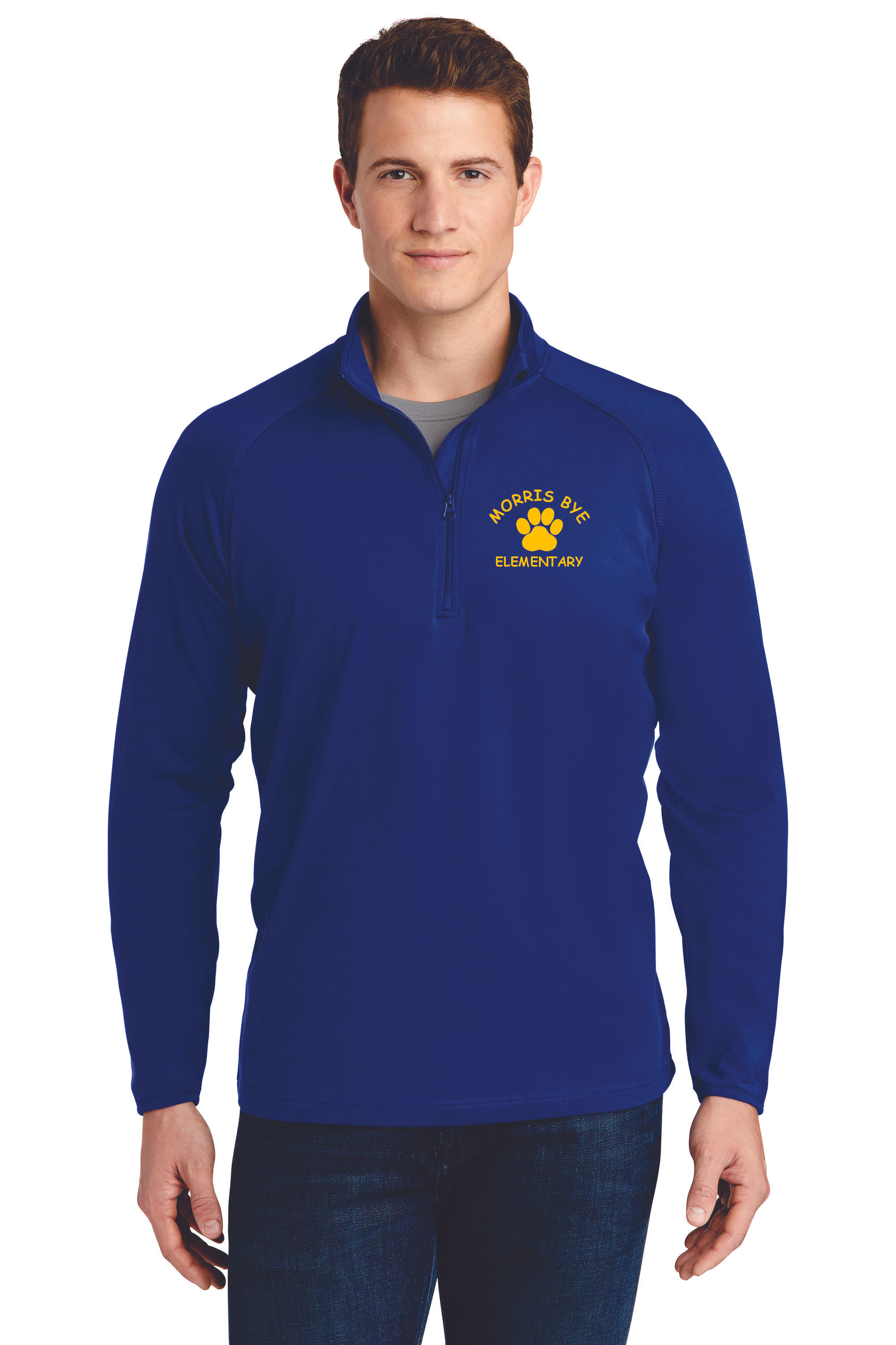 Mens 1/4 Zip with Left Crest Logo Embroidered