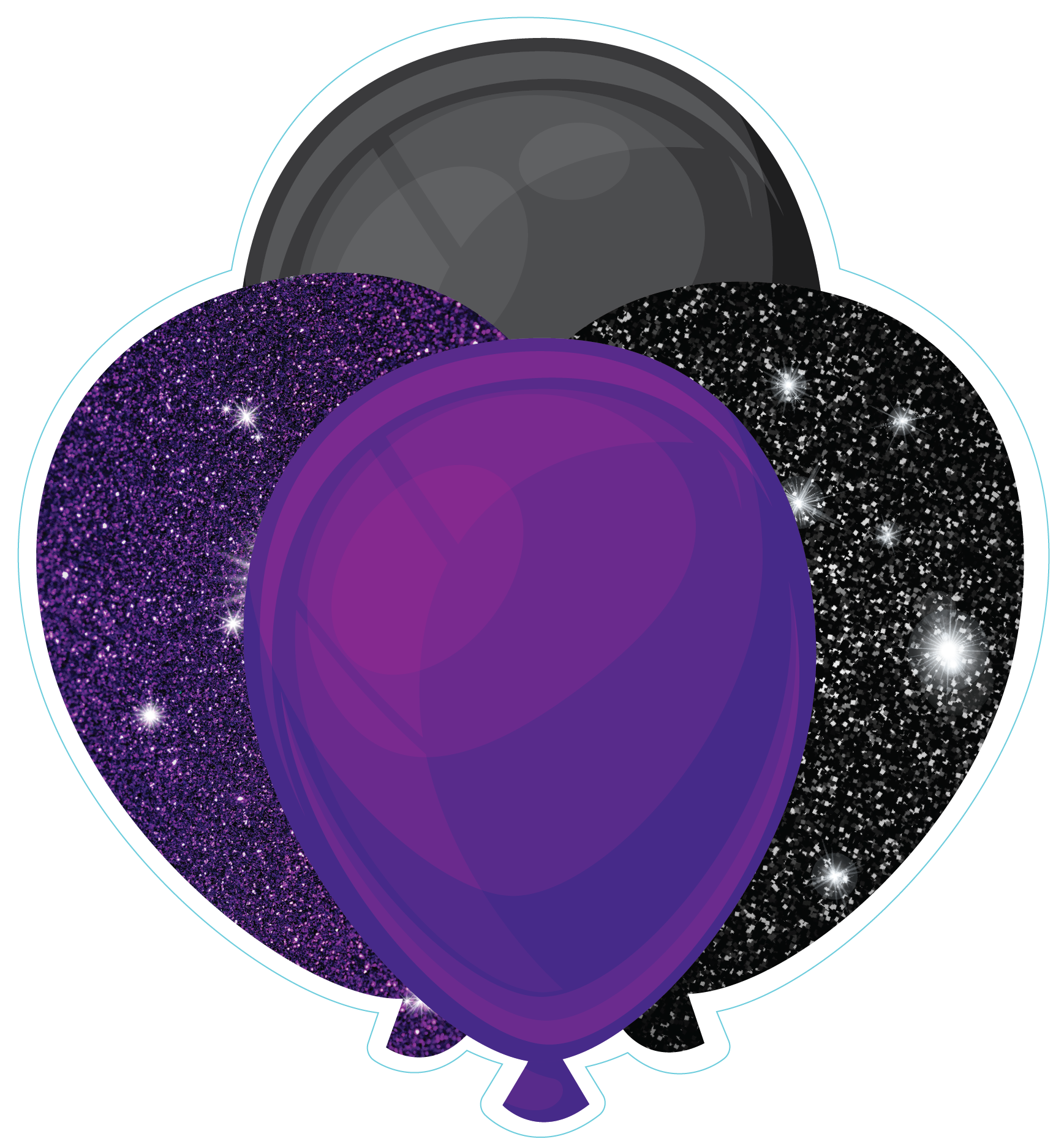 Balloon Cluster: Black & Purple