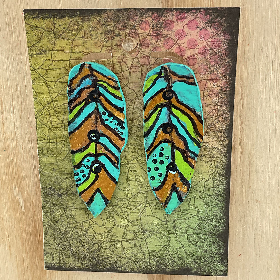 Hand Painted Leather Feathers
