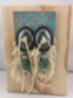 Ivory Leather Feather Concho Earrings