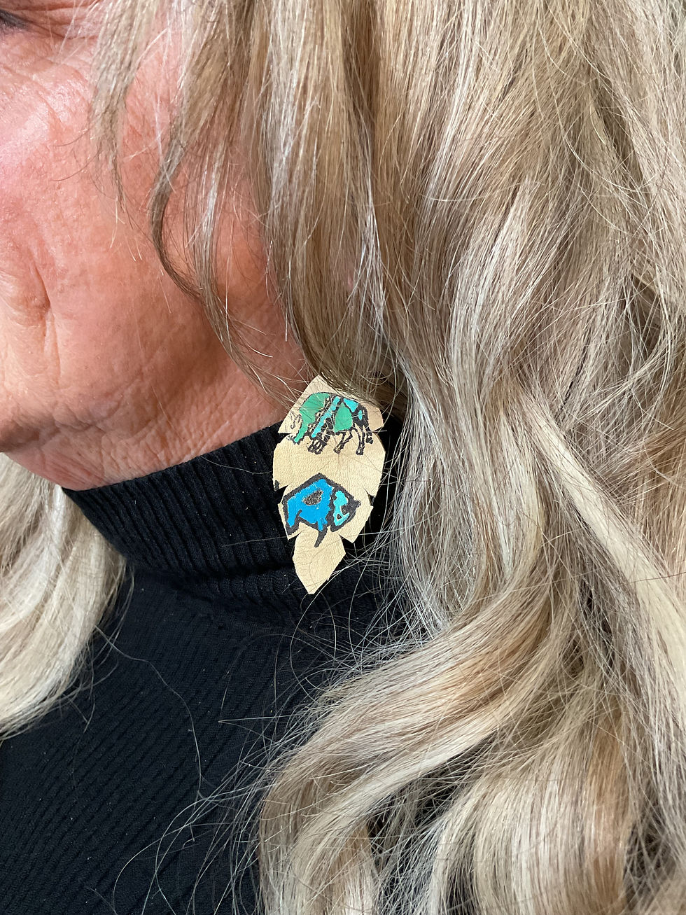 Thumbnail: Deer Skin Double Buffalo Earring