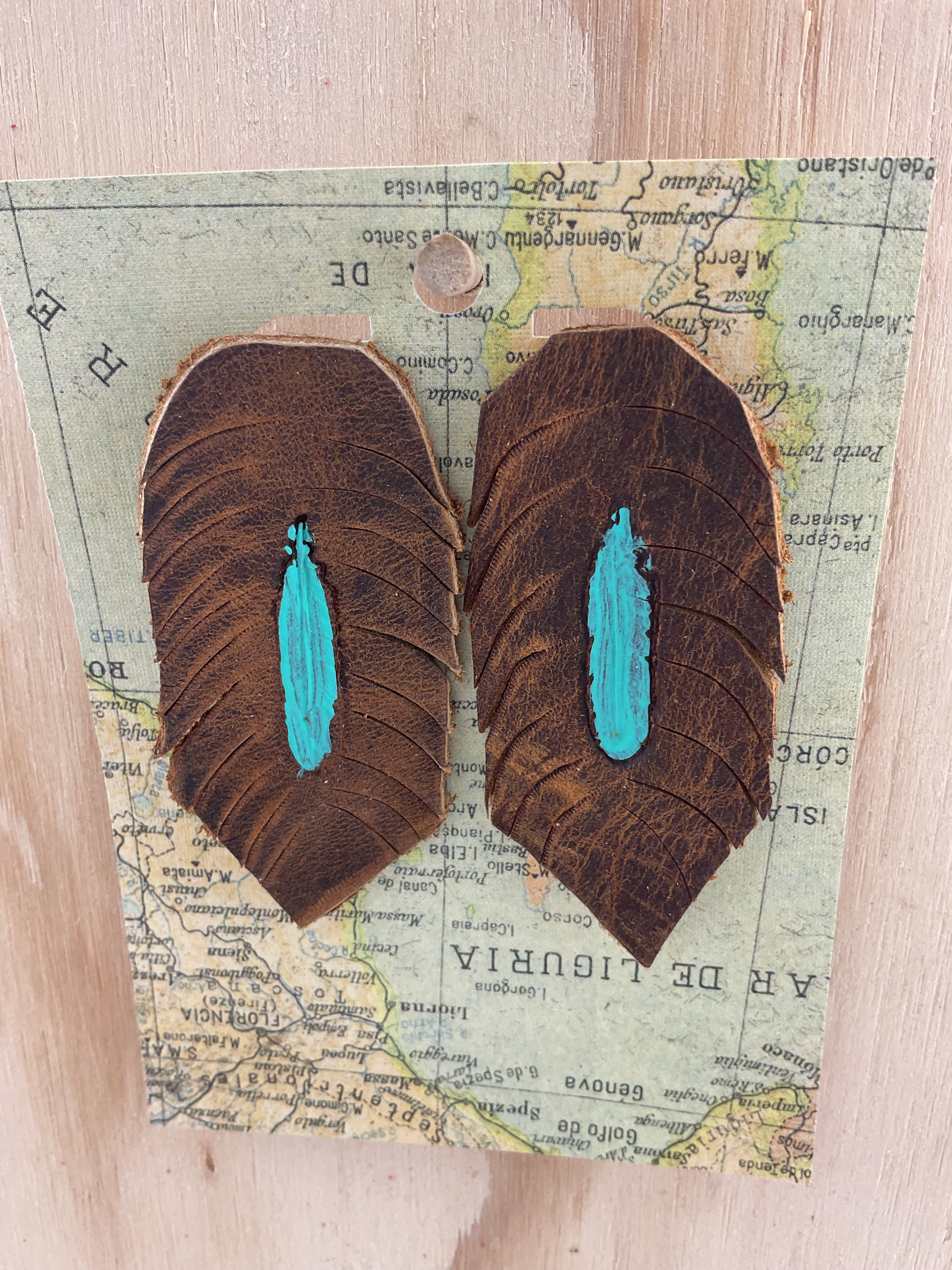 Leather Feather Earrings