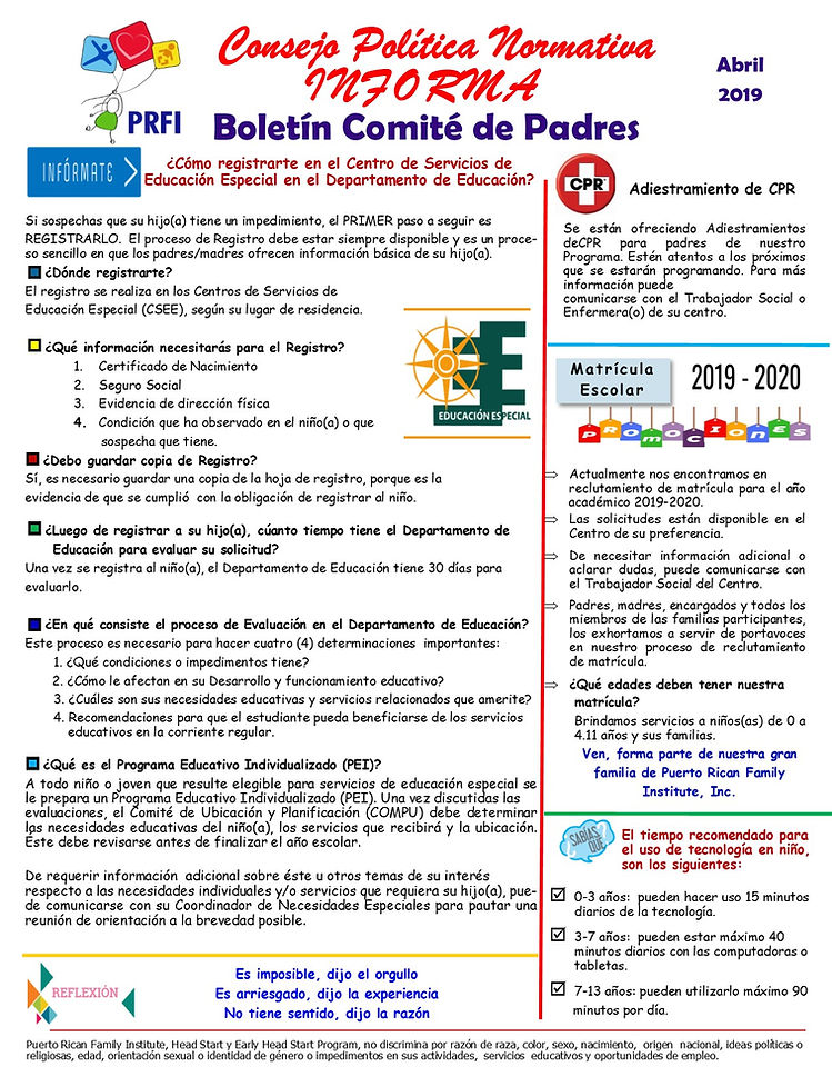 Boletín Comité de Padrea Abril 2019