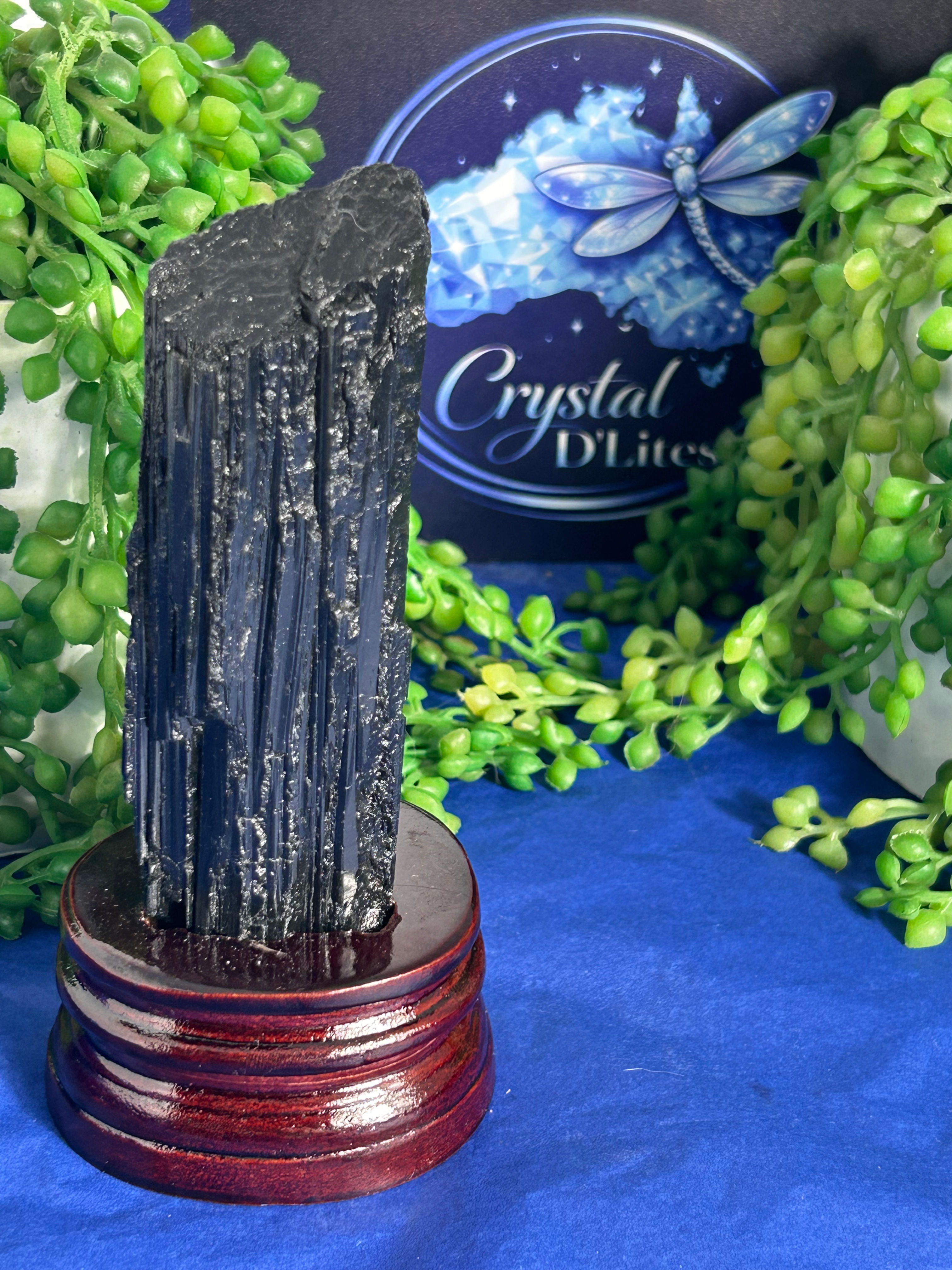 Raw Black Tourmaline on Custom Stand