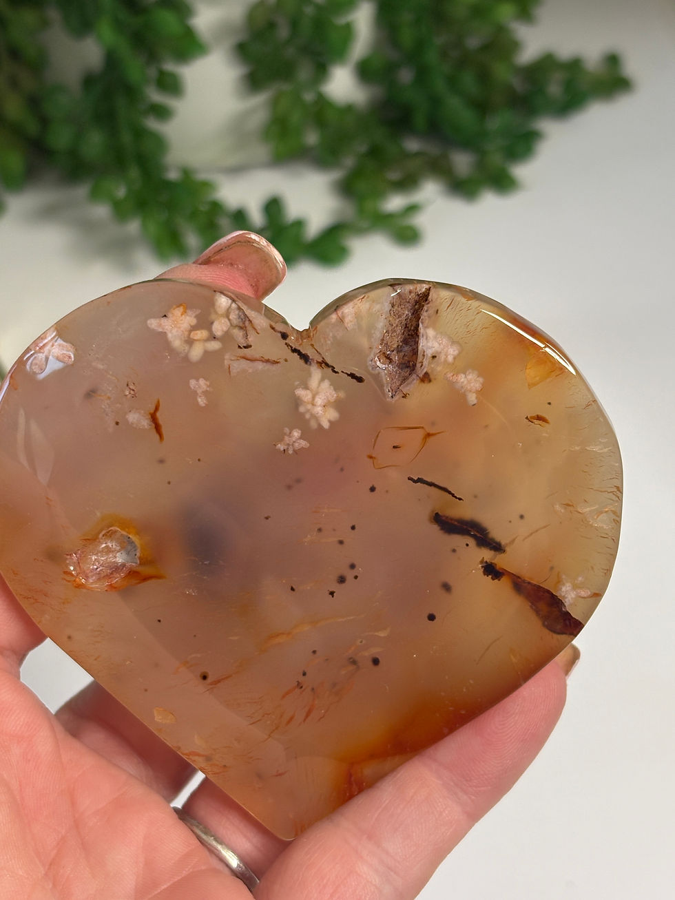 Thumbnail: Carnelian Flower Agate Heart
