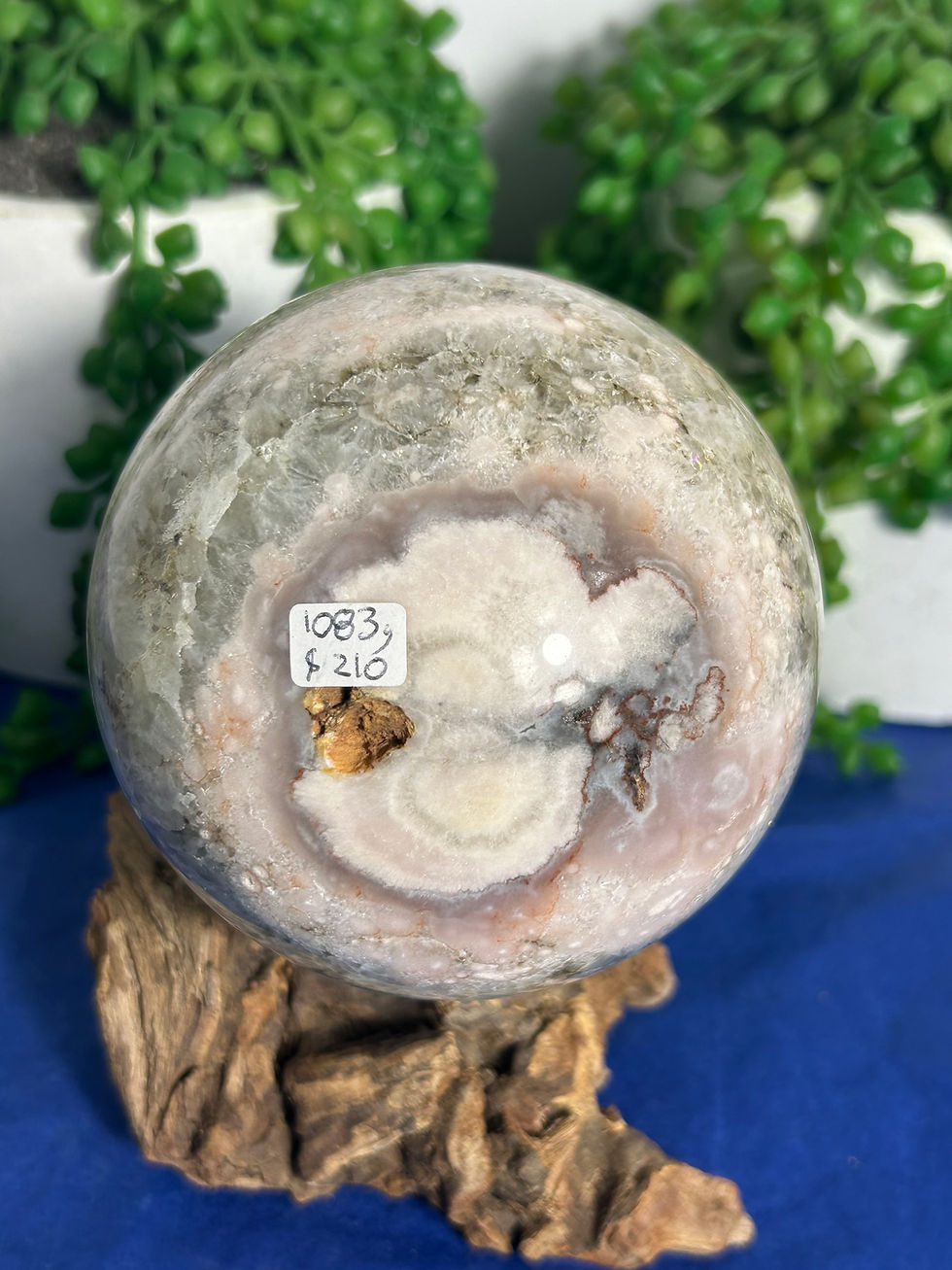 Thumbnail: Green Quartz with Flower Agate and Pink Amethyst Sphere 