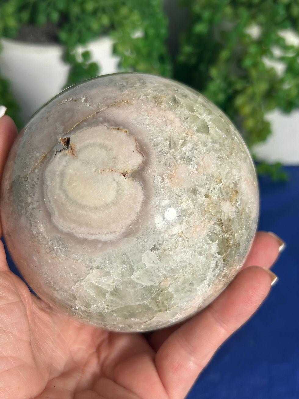 Thumbnail: Green Quartz with Flower Agate and Pink Amethyst Sphere 