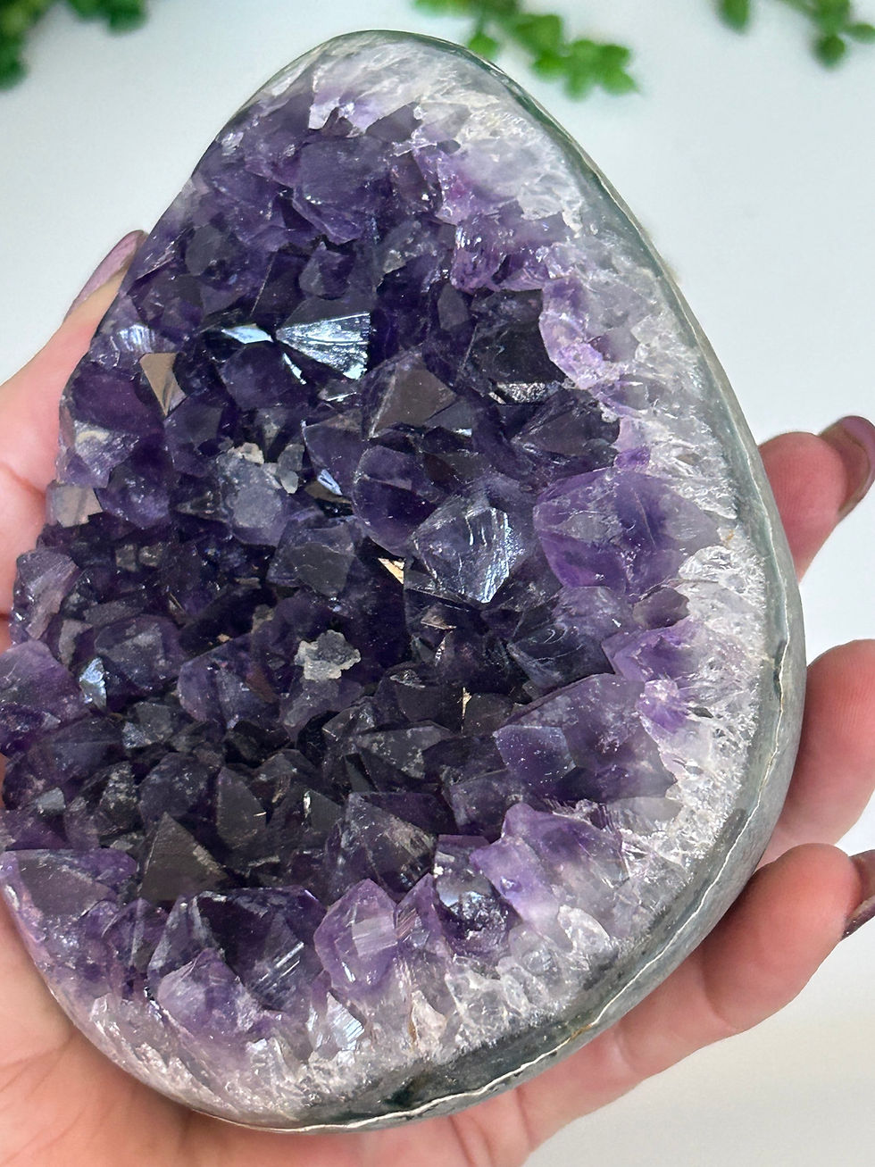 Thumbnail: Dark purple Brazilian Amethyst geode egg