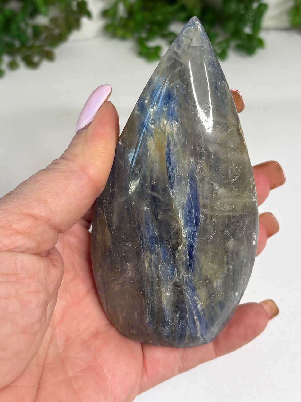 Thumbnail: Blue Kyanite in Quartz Teardrop