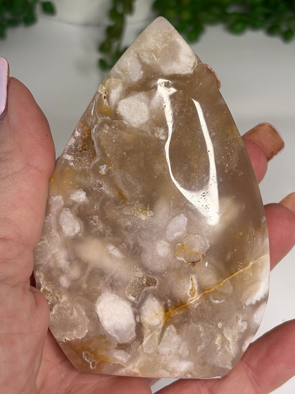 Thumbnail: Flower Agate Teardrop