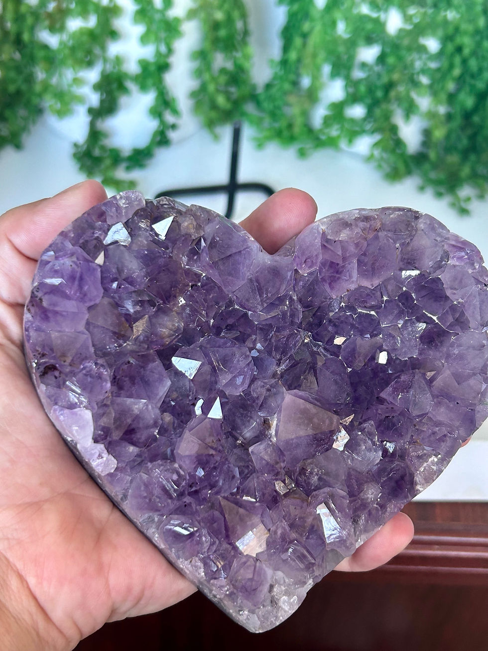 Thumbnail: Amethyst Geode Heart on custom stand