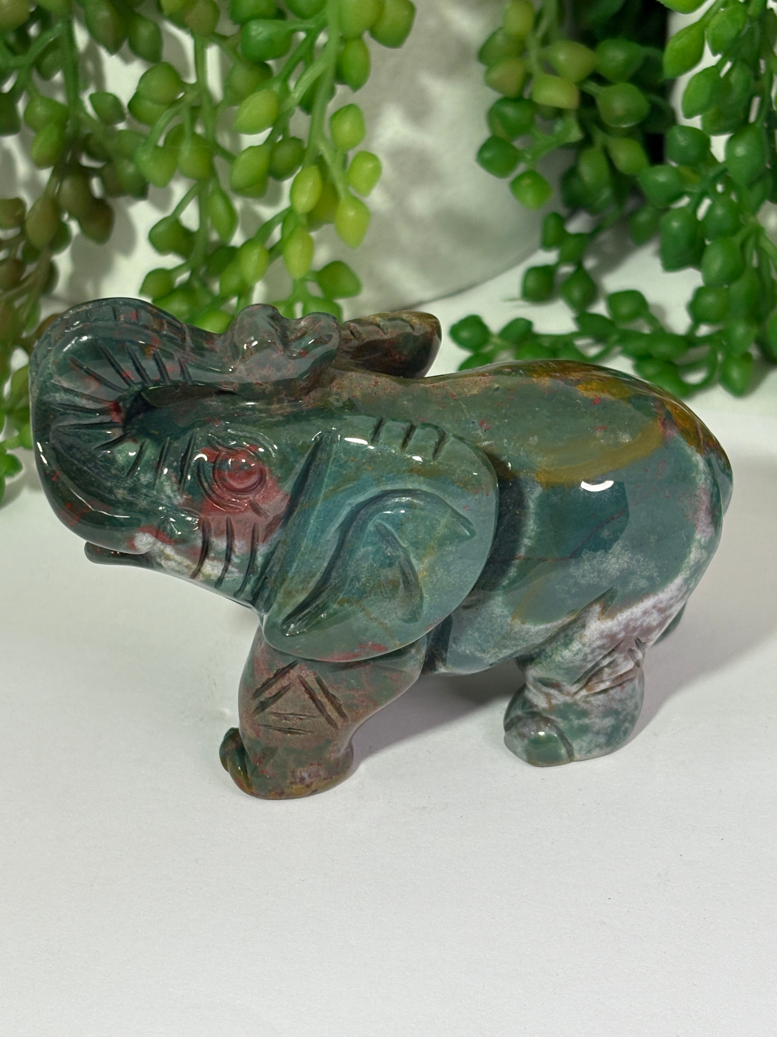 Ocean Jasper Elephant Carving