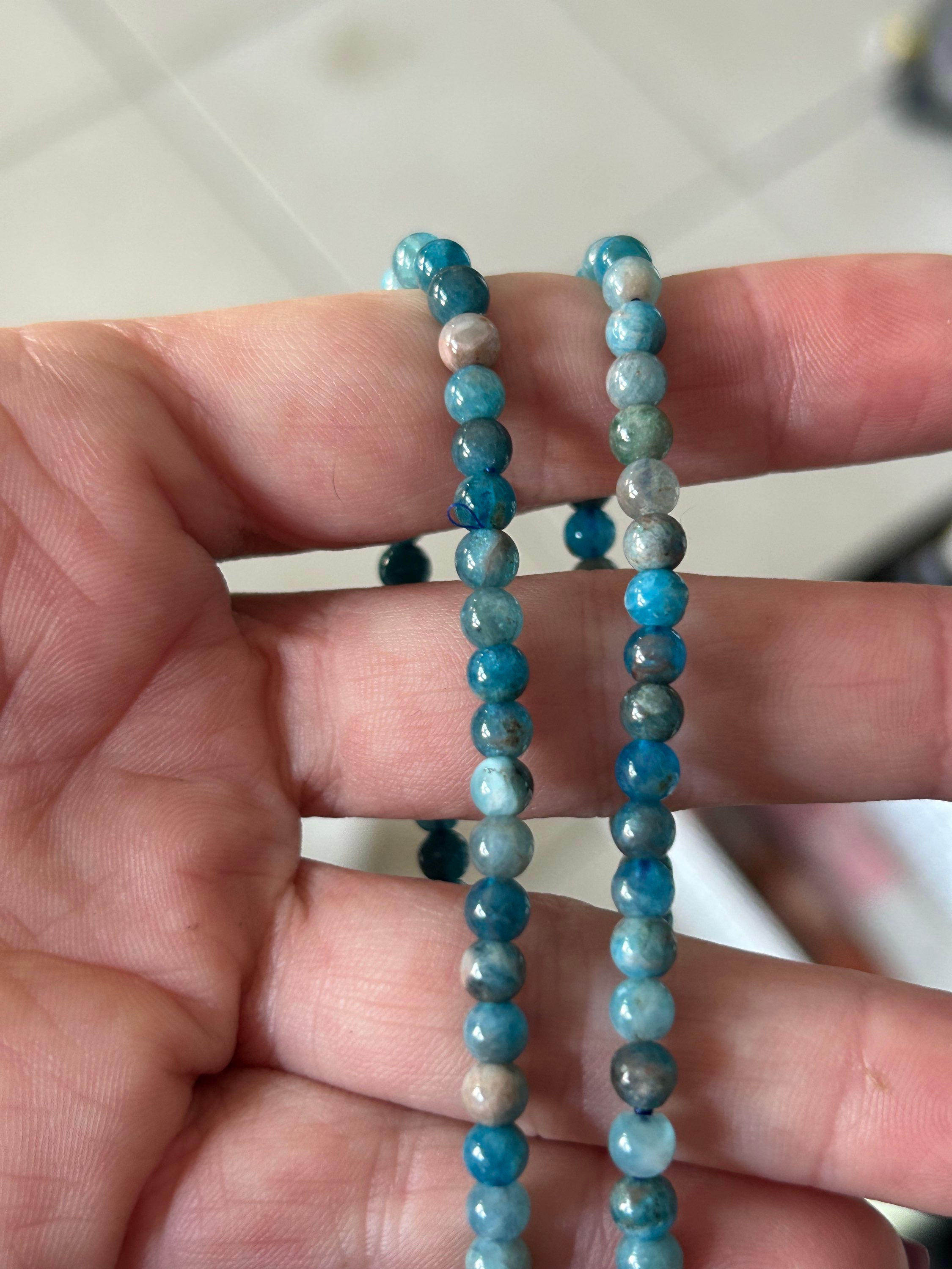 Blue Apatite Bracelet - 4mm bead 