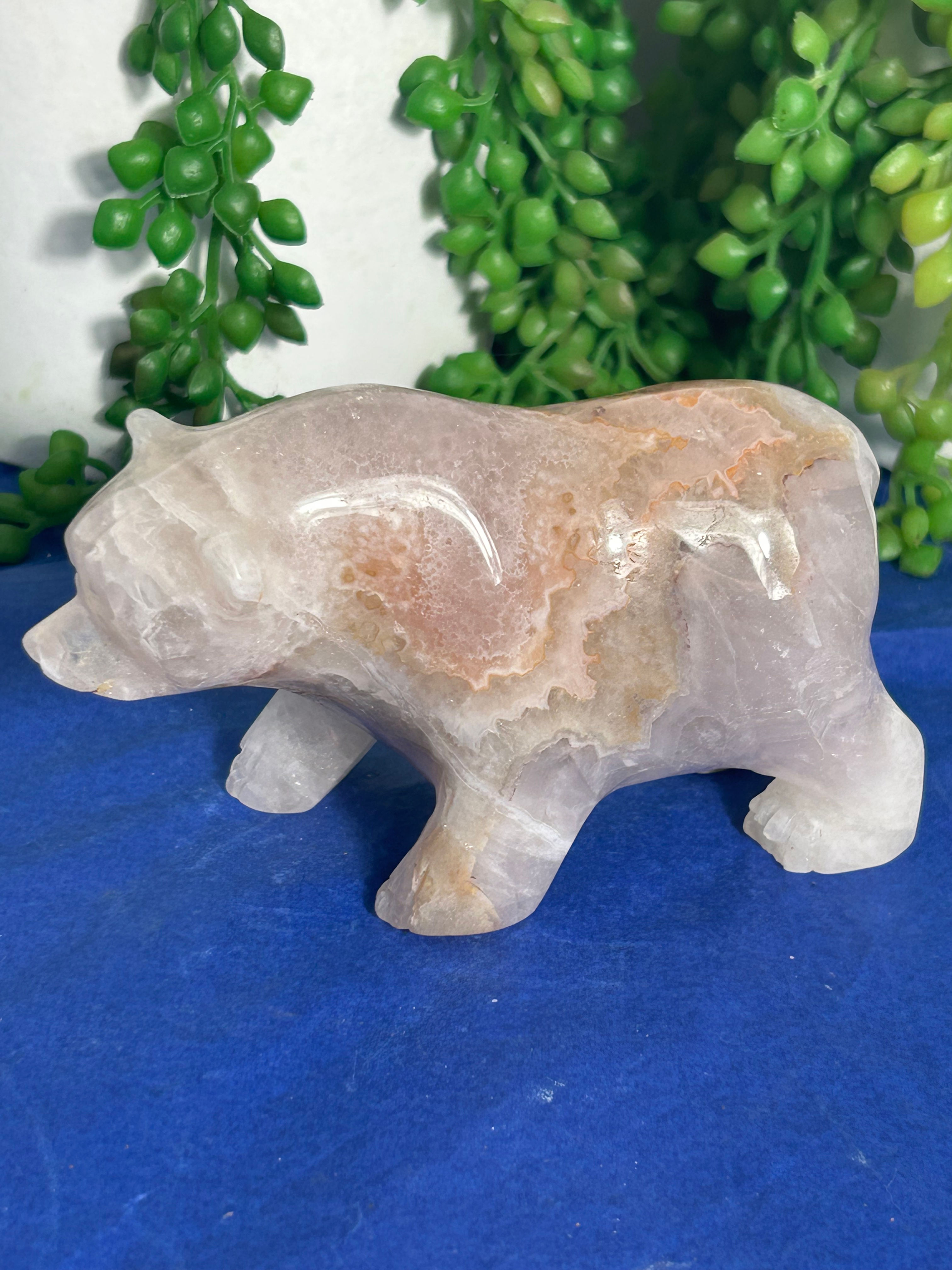 Lace Agate and Pink Amethyst Bear