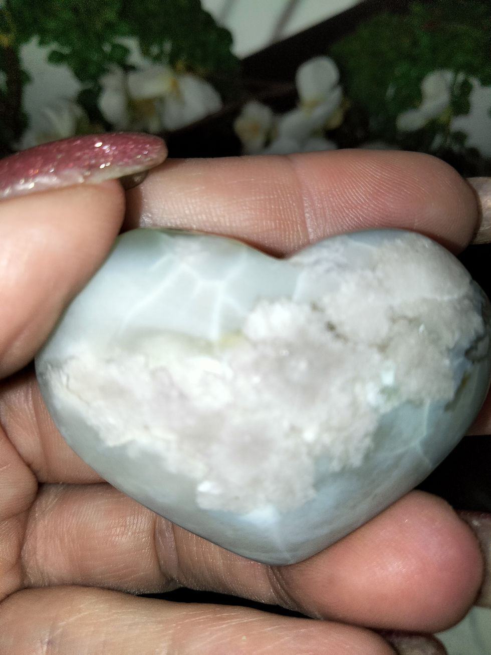 Thumbnail: Green Flower Agate Heart