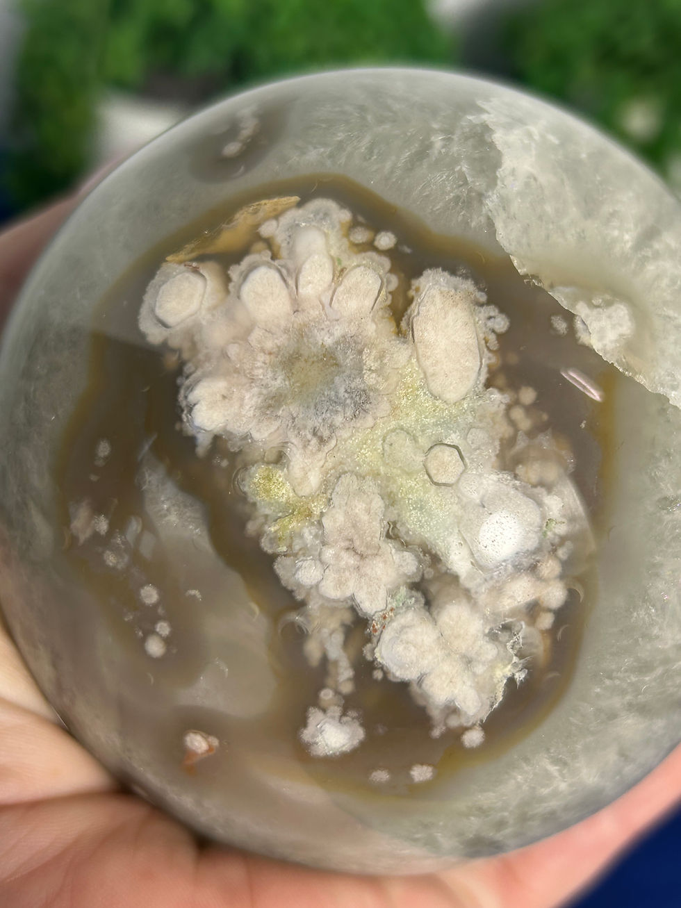 Thumbnail: Green Quartz with Flower Agate and Pink Amethyst Sphere 
