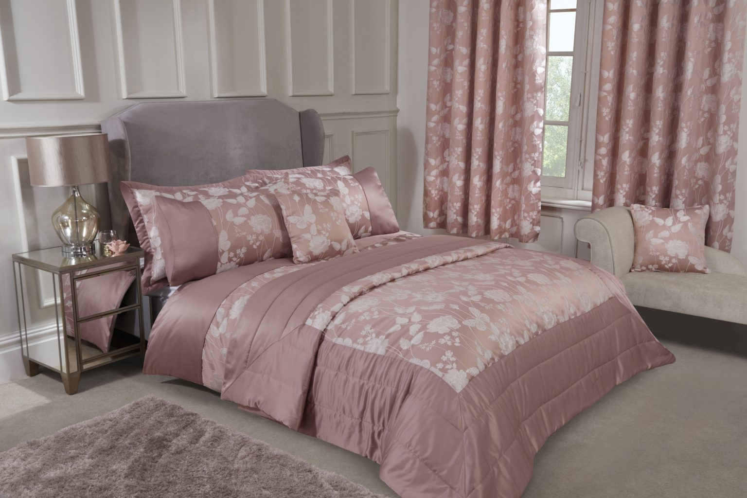 Pink Butterfly Love Quilted Bedspread Set