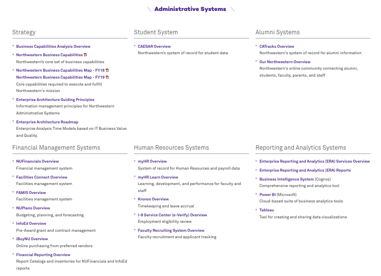 Administrative Systems Home Page