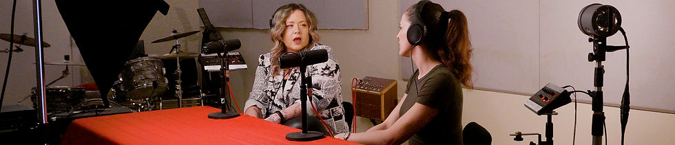 A podcast being recorded via audio, and video.