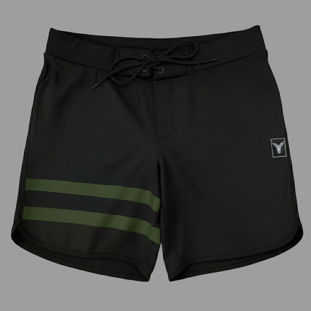 Men´s Physique Shorts - Full Black and Army Green Stripes