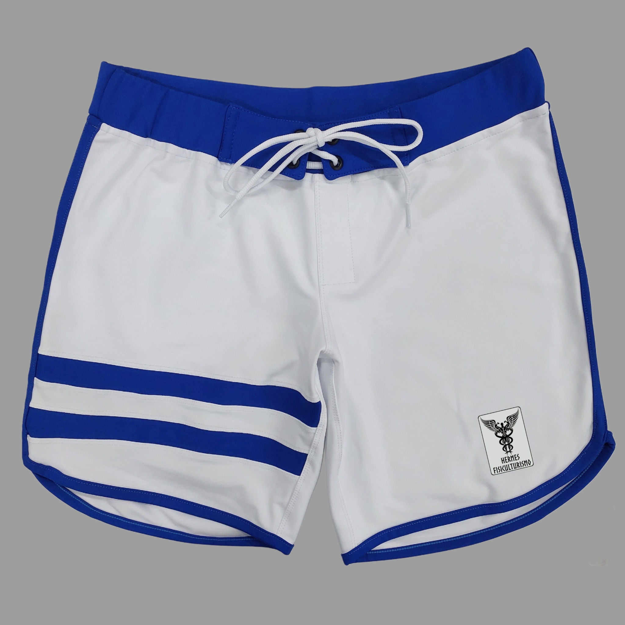 Men´s Physique Shorts - White and Indigo Blue Stripes