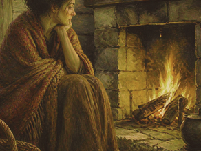 Woman by hearth