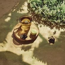 Tea on a tray outside