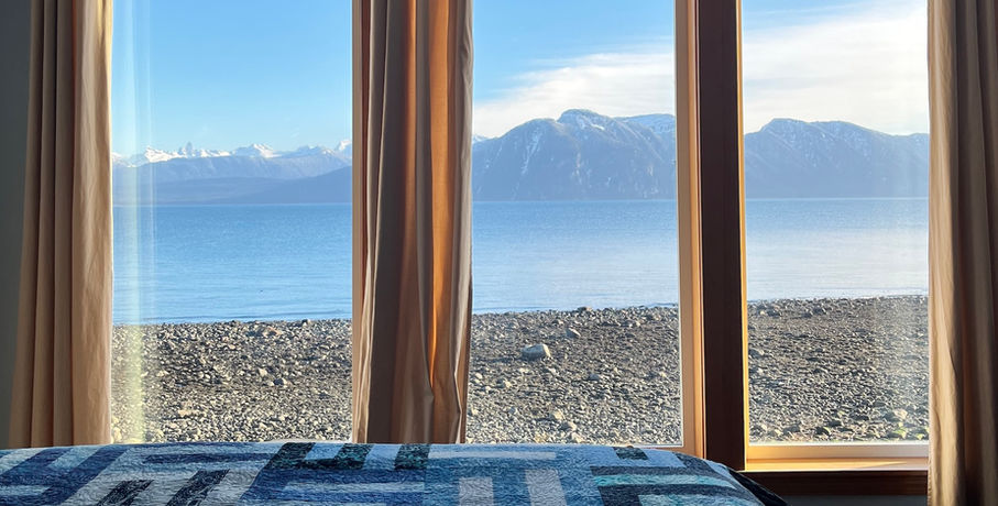 Orca Bedroom with a queen-sized bed