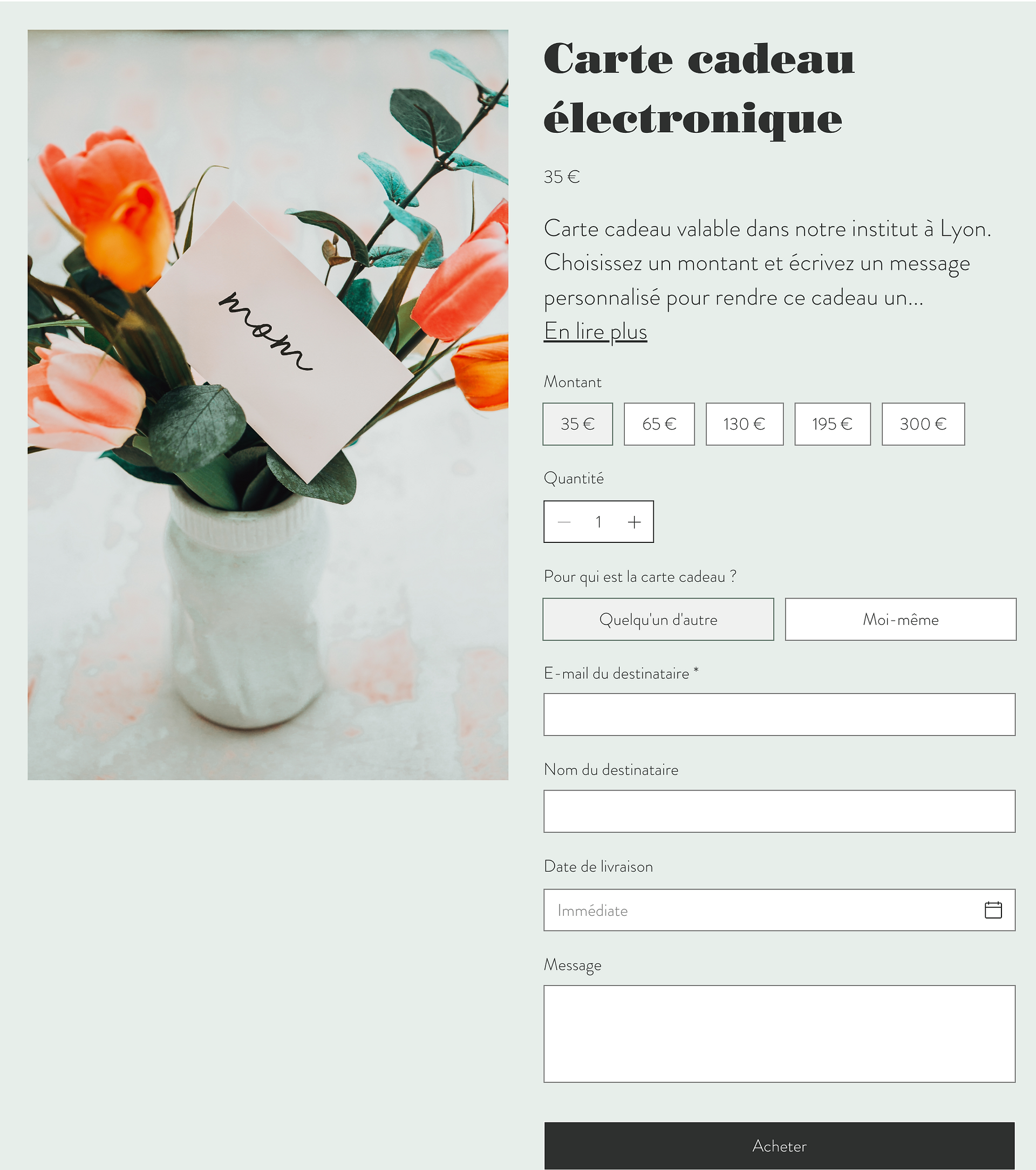 Carte cadeau massage institut site wix