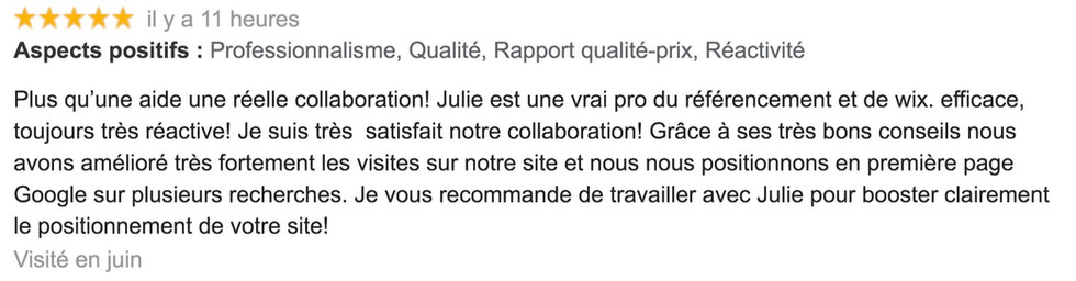 Avis clients Google le 16 juin 2020