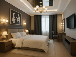 Miroir au plafond dans une chambre