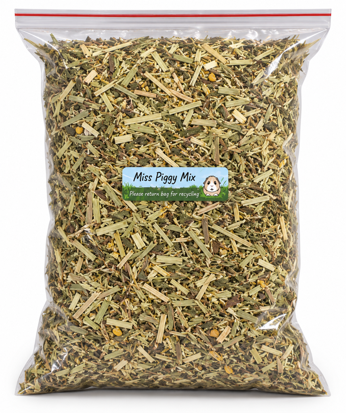 Miss Piggy Mix dried herbal guinea pig food in a bag