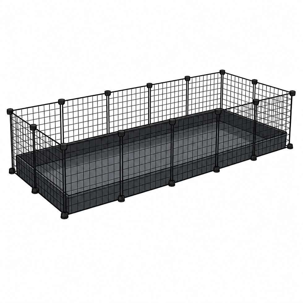 C&C Guinea Pig Cage 2x5 with black grids and coroplast base