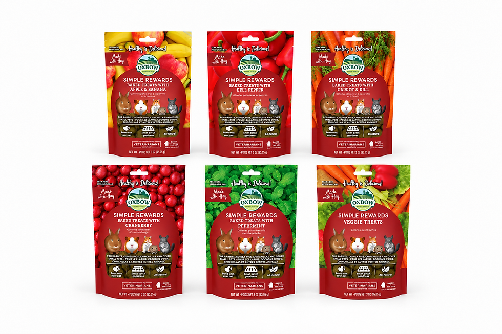 Six varieties of Oxbow Simple Rewards small animal treats