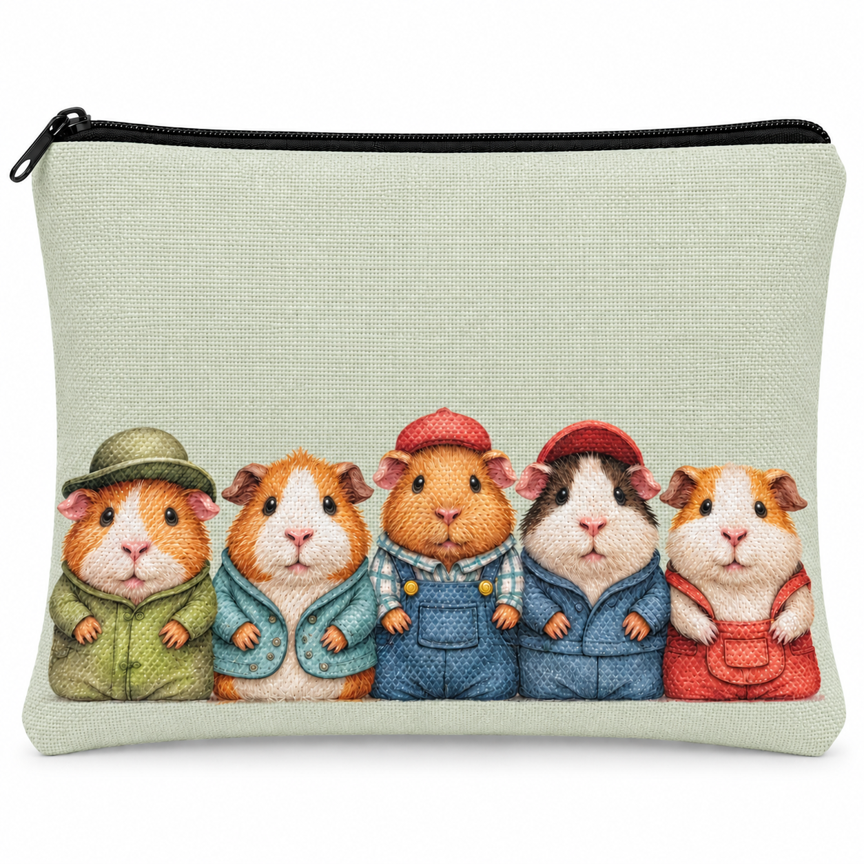 The Wheekday Crew guinea pigs on a fabric pencil case
