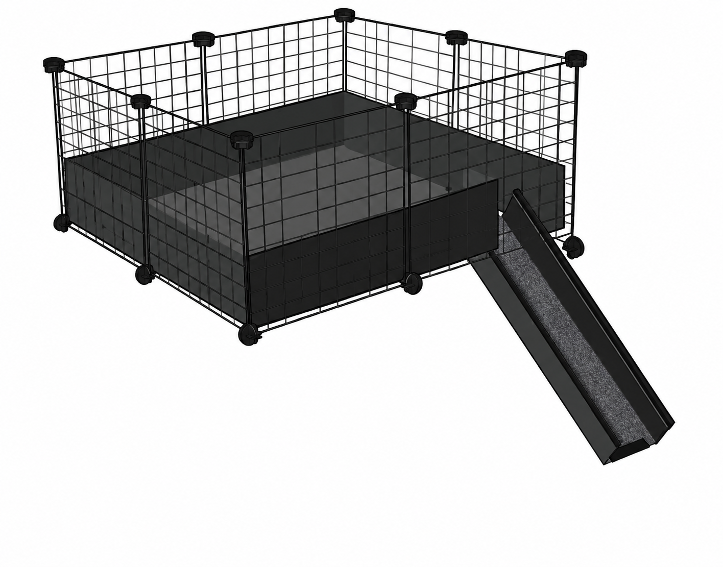 Black C&C guinea pig cage loft with ramp.