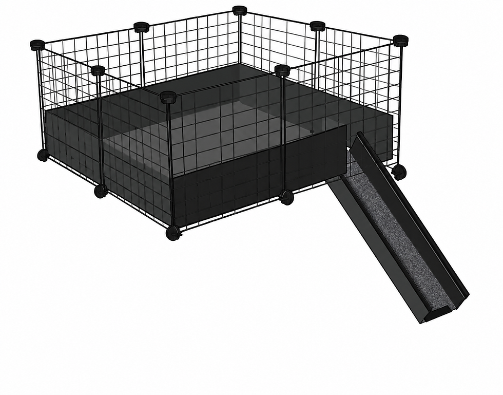 Black C&C guinea pig cage loft with ramp.