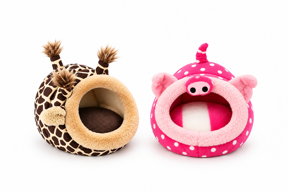Giraffe and piglet themed guinea pig beds