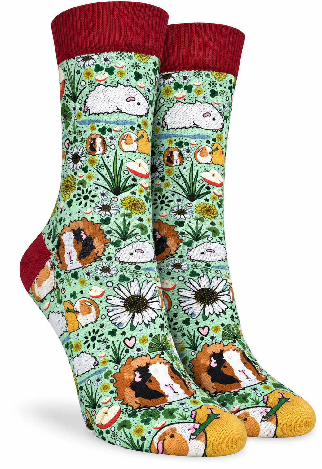 Adult Guinea Pig Crew Socks with Piggies in the Meadow