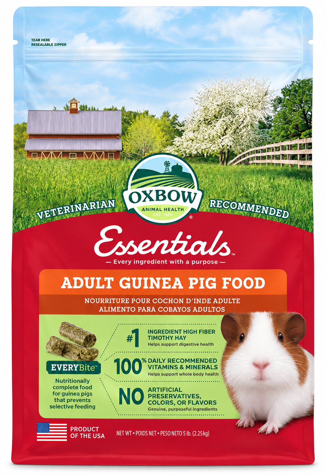 Oxbow Essentials Adult Guinea Pig Food 2.25kg bag
