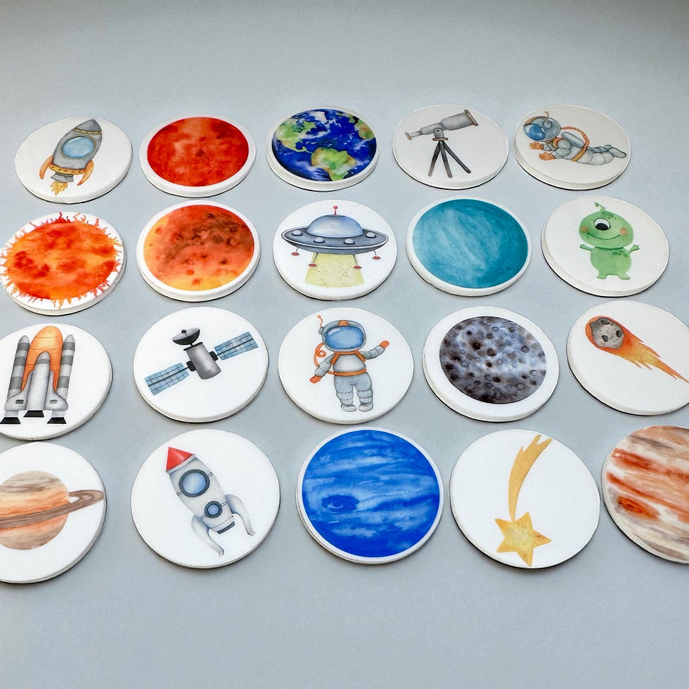 Thumbnail: Space Acrylic Coins - Planets, Washable Kids Toys, Educational Toy, Astronaut