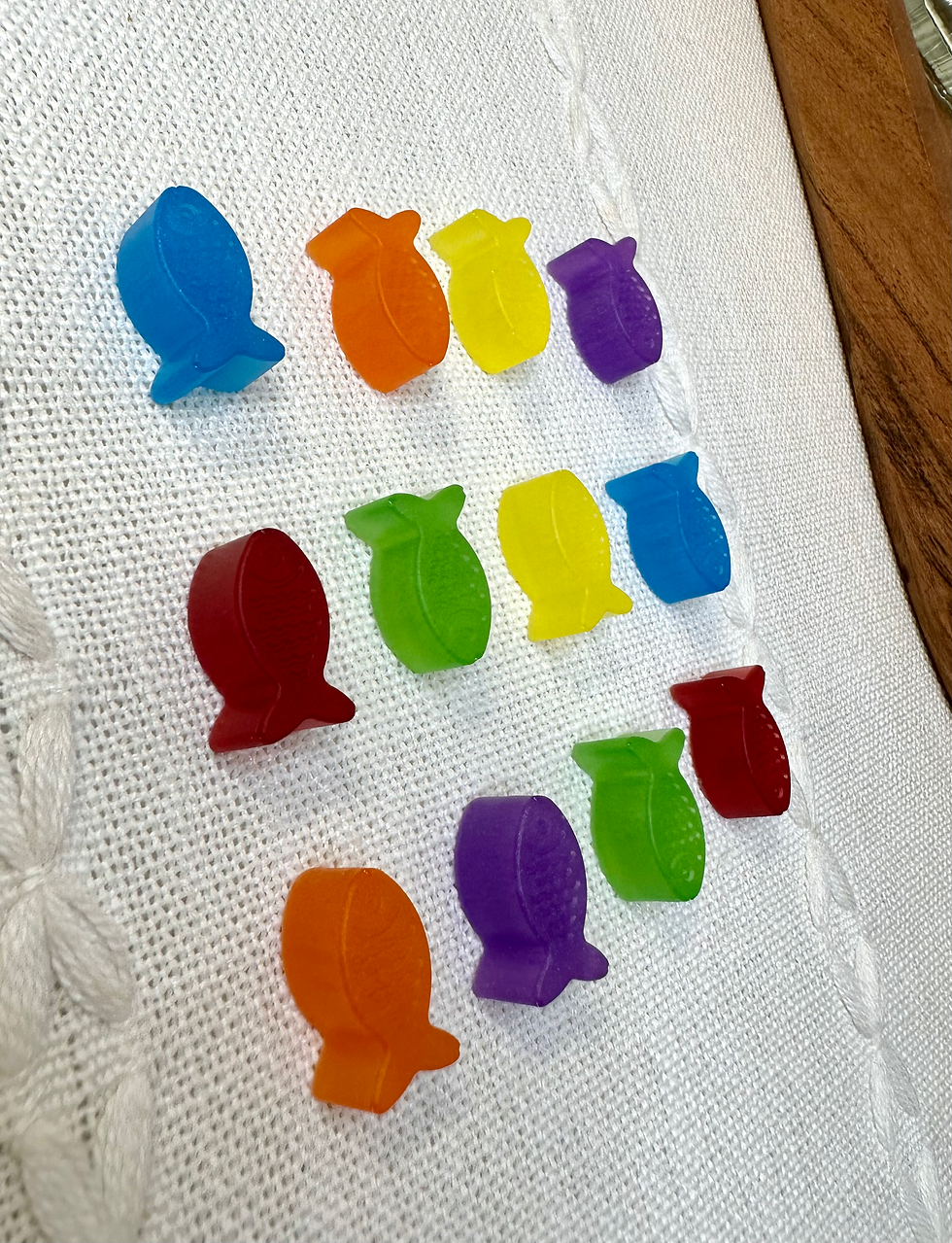 Thumbnail: Rainbow Resin Fish - Set of 12 mini fish, sensory play, counting, math, matching