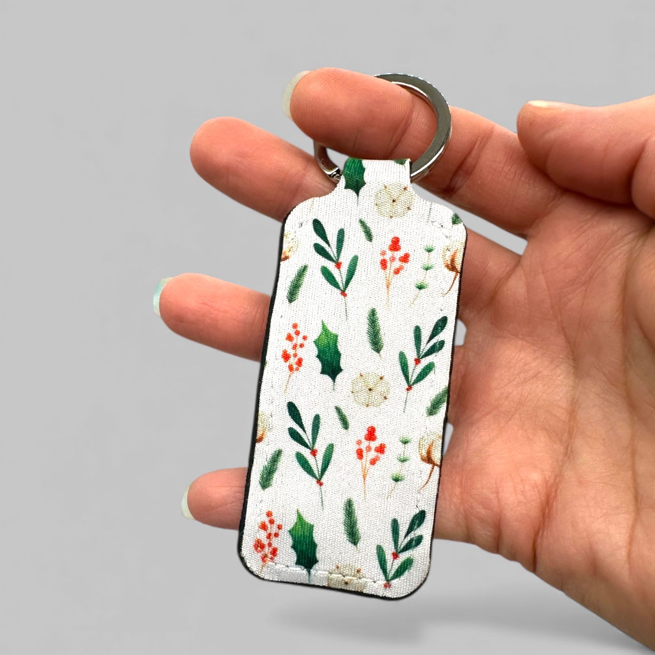 Mistletoe & Holly Lipstick Holder Keychain - Christmas, Chapstick, Holiday Gift
