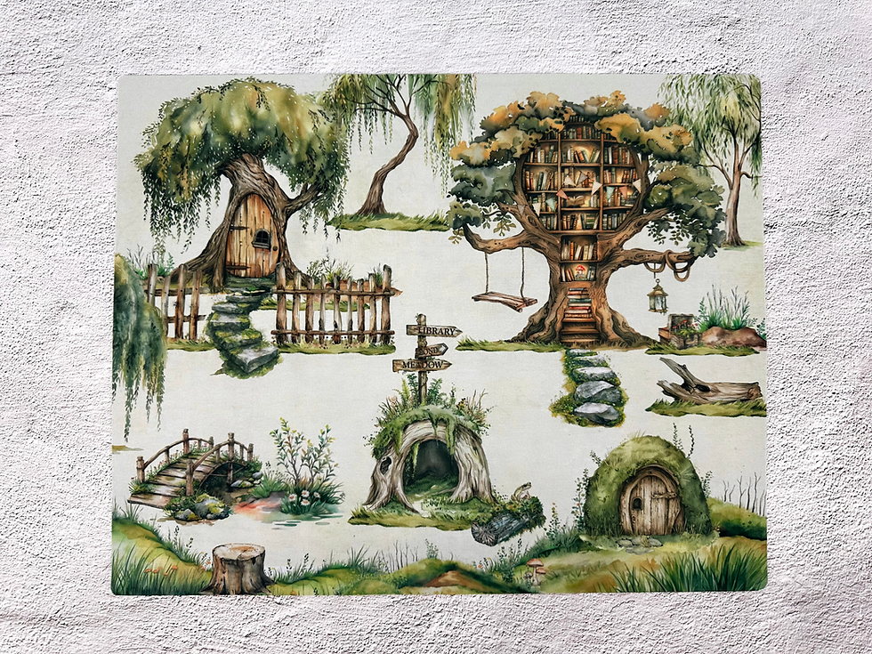 Woodland Animal Library Regular Sized Play Mat - Background for Coins and Blocks