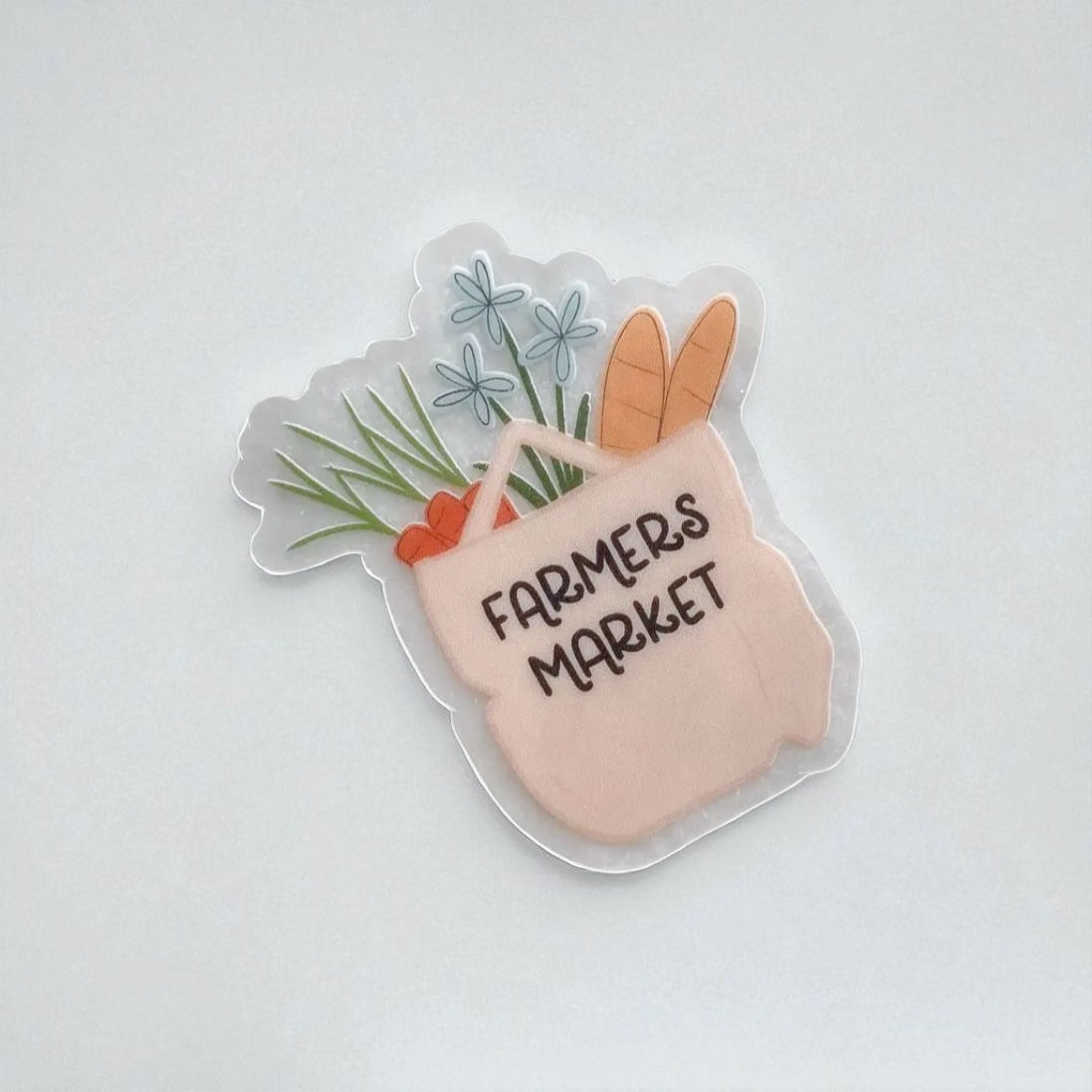 Farmers Market Tote Bag Sticker- 1.7x2 inch, Waterproof, Shop Local, Vegetables
