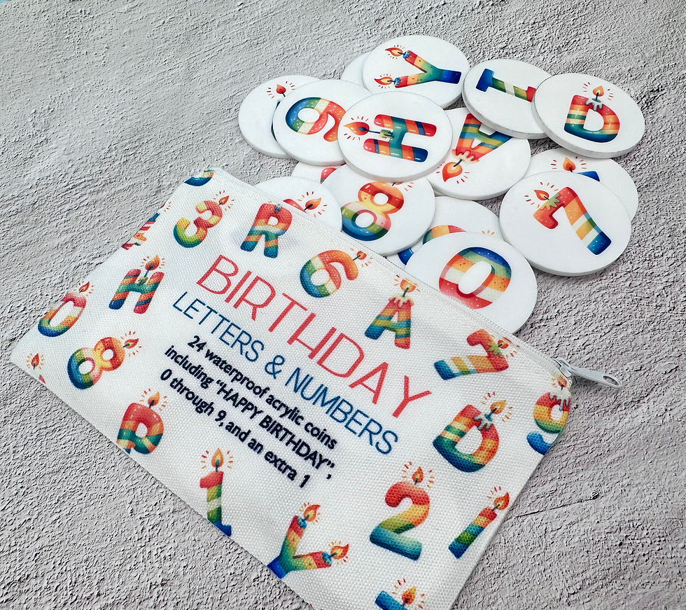 Thumbnail: Birthday Letters & Numbers Acrylic Coins - Waterproof Toys, Kids Party, Decor