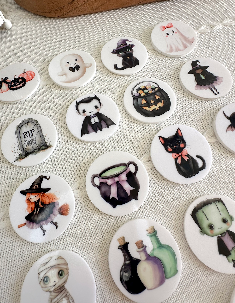 Thumbnail: Halloween Acrylic Coins - Spooky, Washable Kids Toys, Ghost, Witches, Characters