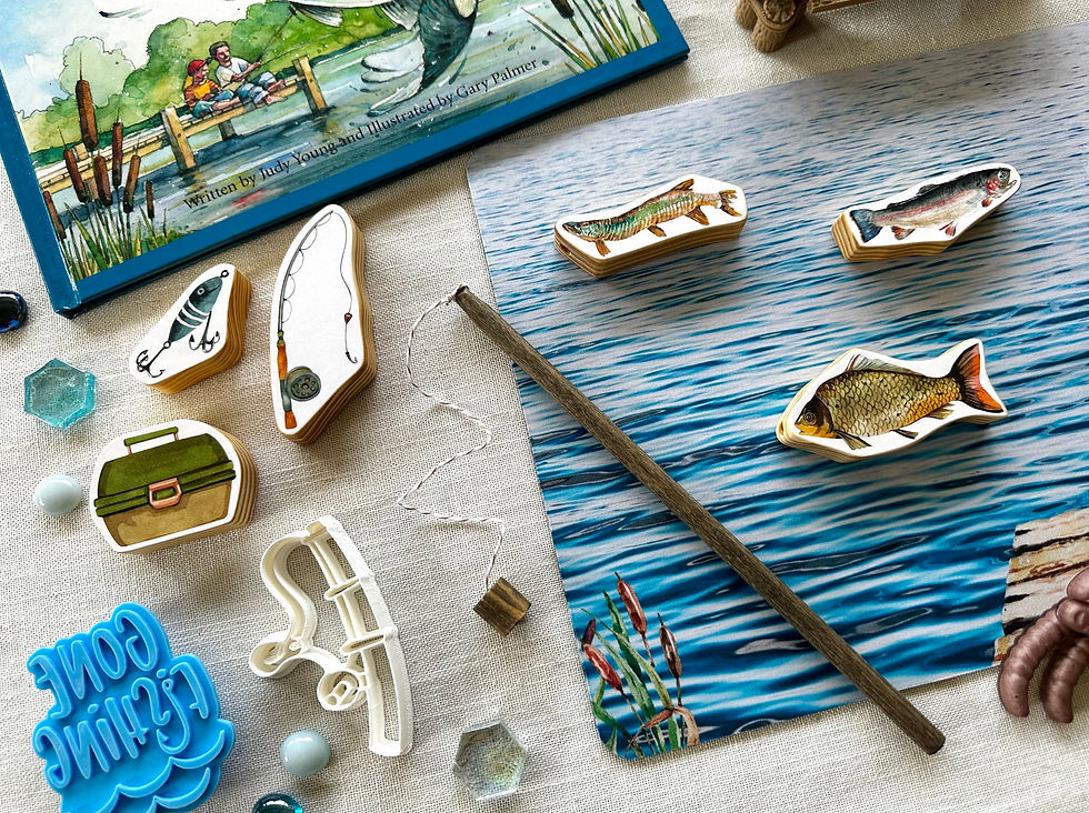 Thumbnail: Lake Water Play Mat - Background for Blocks, Ripples, Fishing Pier, Cattails